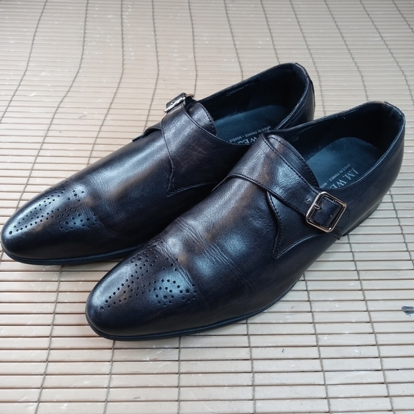 J.M. Weston Men\'s Brogue Monk strap black leather Shoes EU 42. US 9M. Made in Fr main image 11